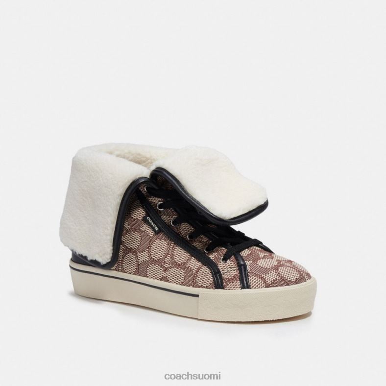 Coach naiset Citysole foldover korkea top lenkkarit allekirjoitus jacquard kaakao/musta VF6B6429