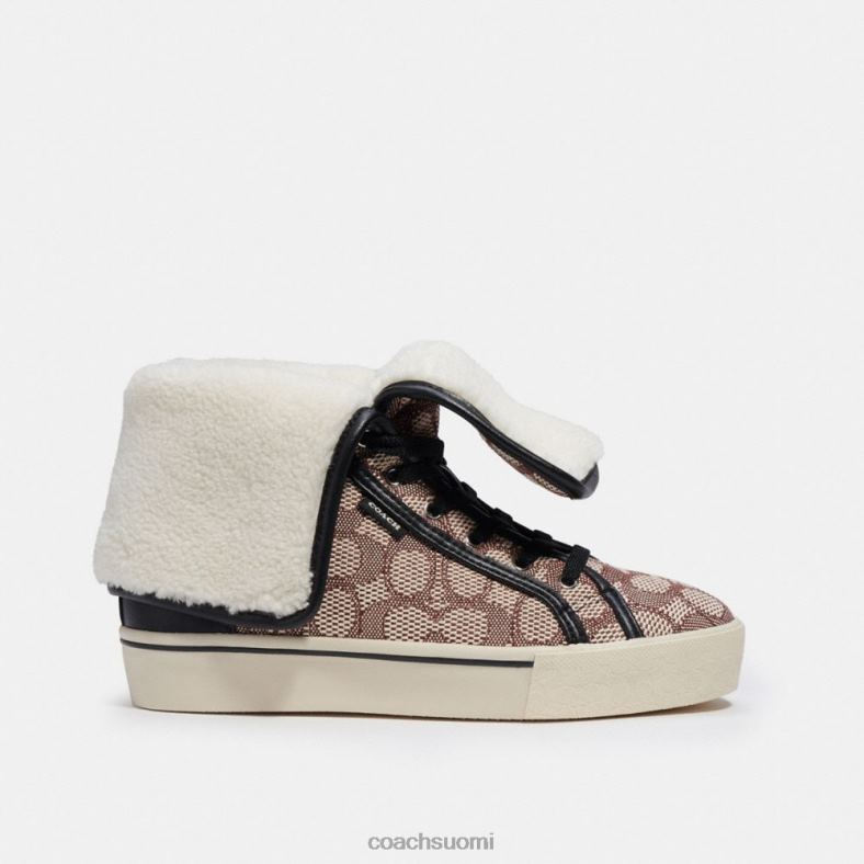 Coach naiset Citysole foldover korkea top lenkkarit allekirjoitus jacquard kaakao/musta VF6B6429