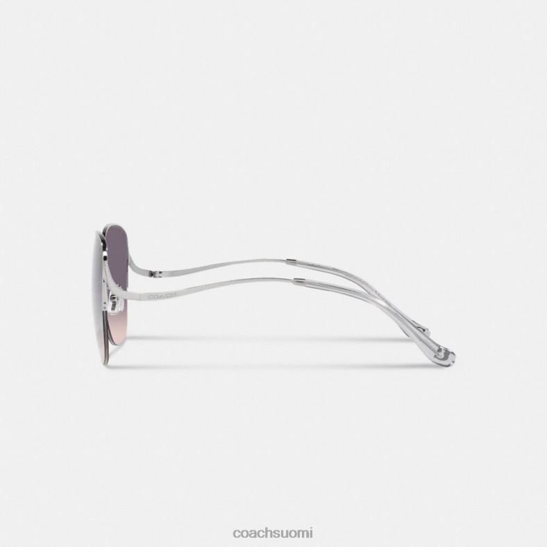 Coach naiset metalliset pyöreät aurinkolasit harmaa vaaleanpunainen gradientti VF6B6530