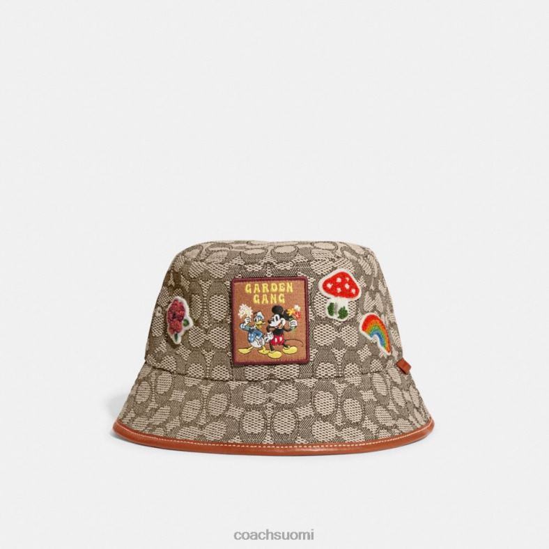Coach naiset disney x coach signature jacquard bucket hat khaki/monivärinen VF6B6599