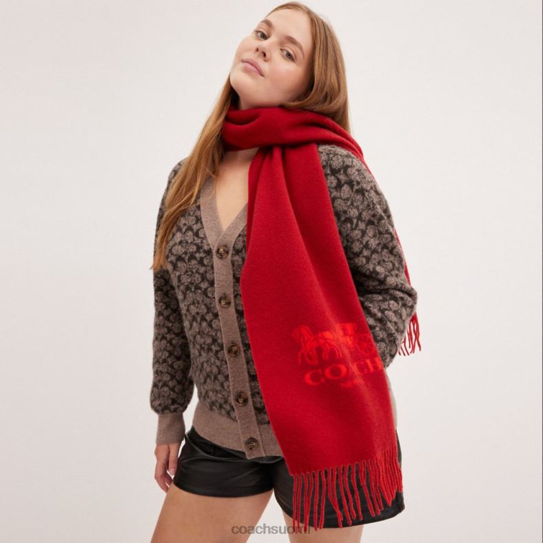 Coach naiset hevosen ja vaunun kaksivärinen kashmir äänenvaimennin urheilu punainen / emali punainen VF6B6582