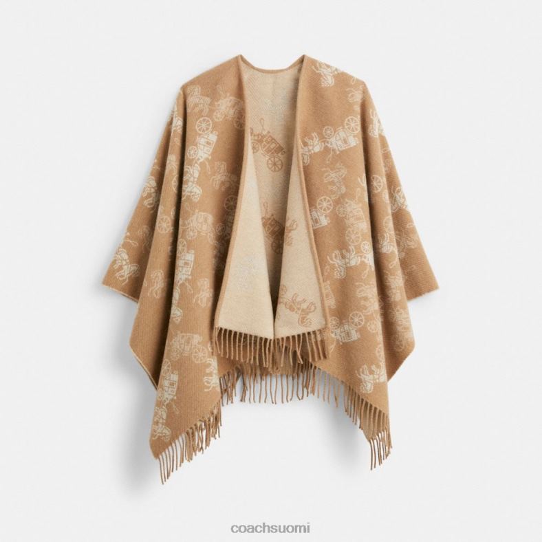 Coach naiset käännettävä hevos- ja vaunuponcho kaurapuuro VF6B6555