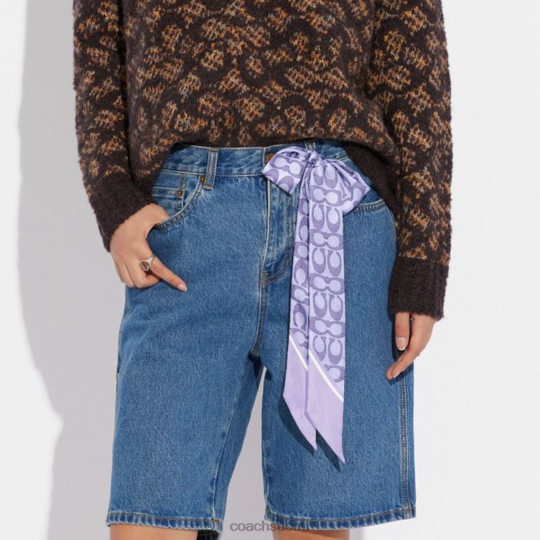 Coach naiset vintage signature print silkki laiha huivi vaalea violetti VF6B6606