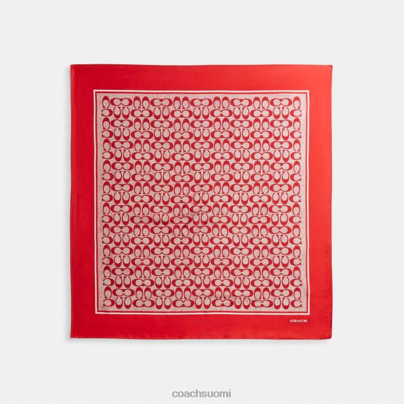 Coach naiset vintage signature print silkki neliön huivi urheilun punainen VF6B6545