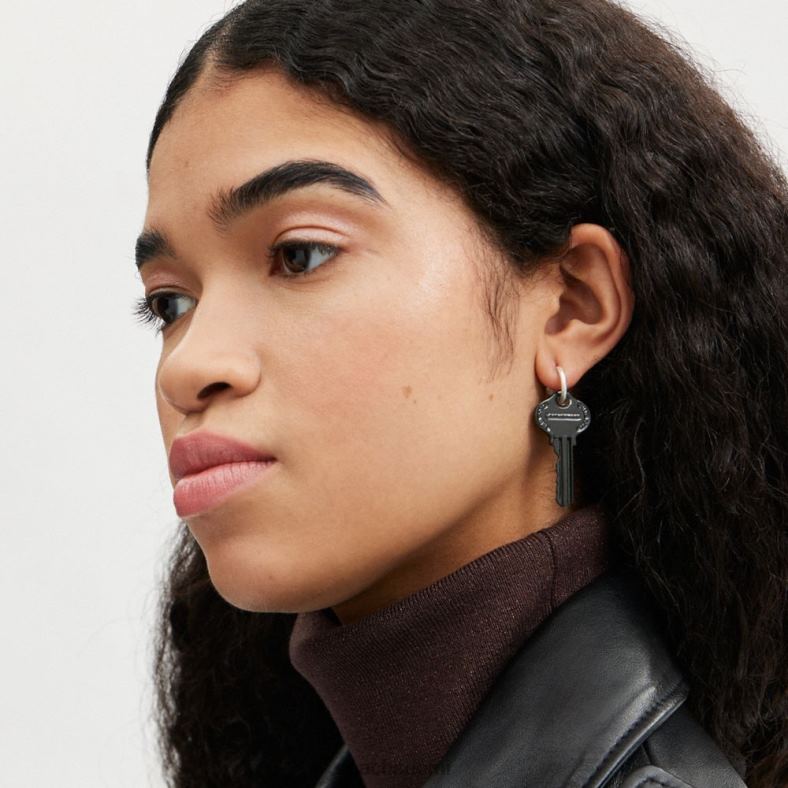 Coach naiset boot ja candy yhteensopimattomat korvakorut hopea/musta VF6B6541