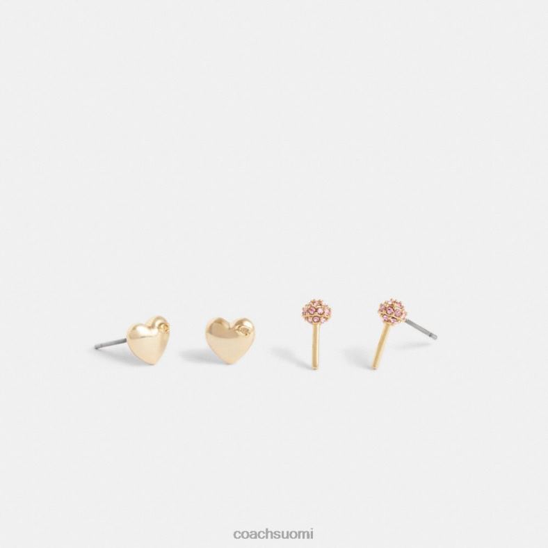 Coach naiset sydän ja tikkari nappikorvakorut setti kulta/monivärinen VF6B6539