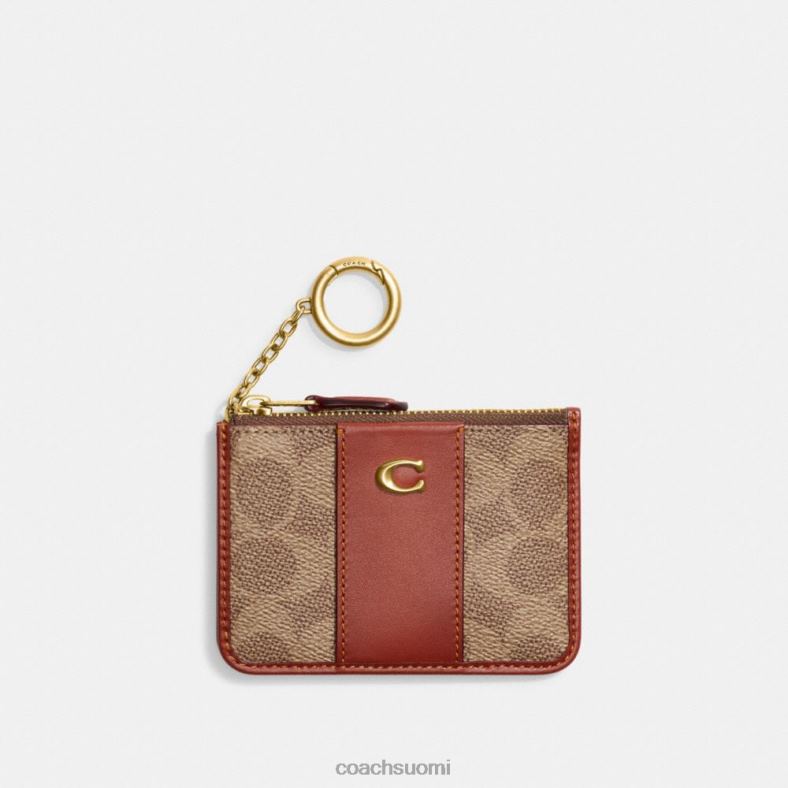 Coach naiset mini skinny id -kotelo allekirjoituskankaalla b4/ruskea ruoste VF6B6337