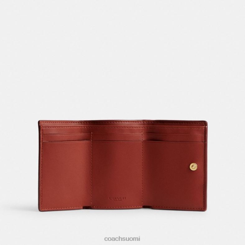 Coach naiset mini kolminkertainen lompakko allekirjoituskankaalla b4/ruskea ruoste VF6B6348
