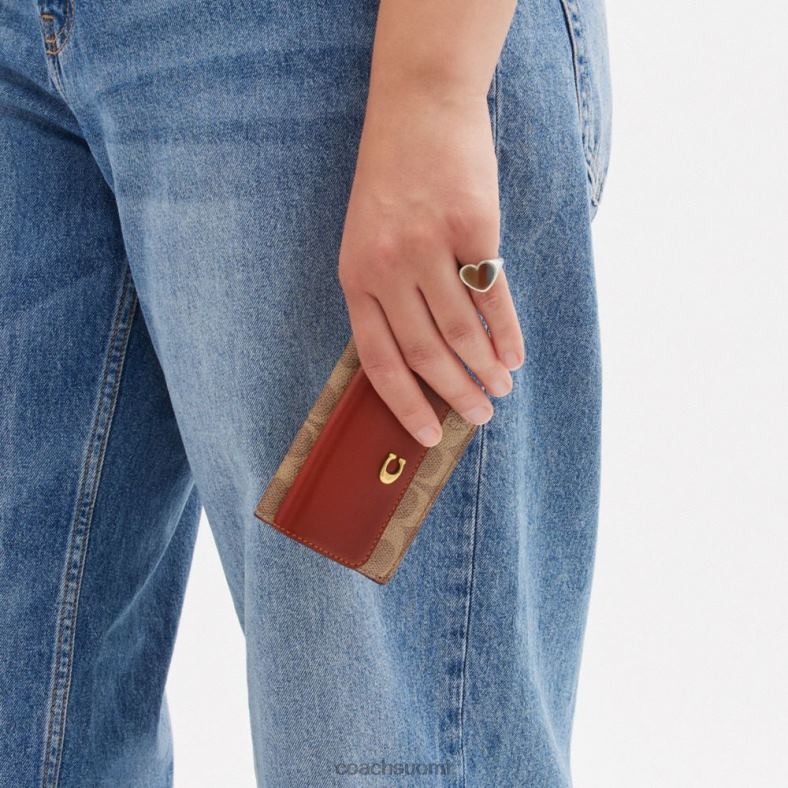 Coach naiset mini kolminkertainen lompakko allekirjoituskankaalla b4/ruskea ruoste VF6B6348