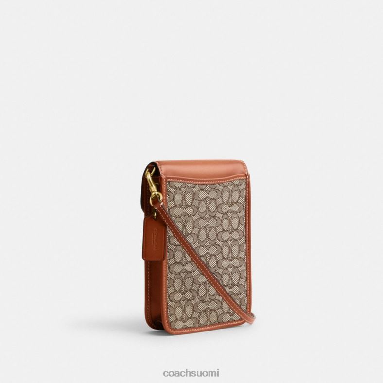 Coach naiset puhelimen crossbody mikrosignature jacquard b4/kaakaokiillotettu amb VF6B6386