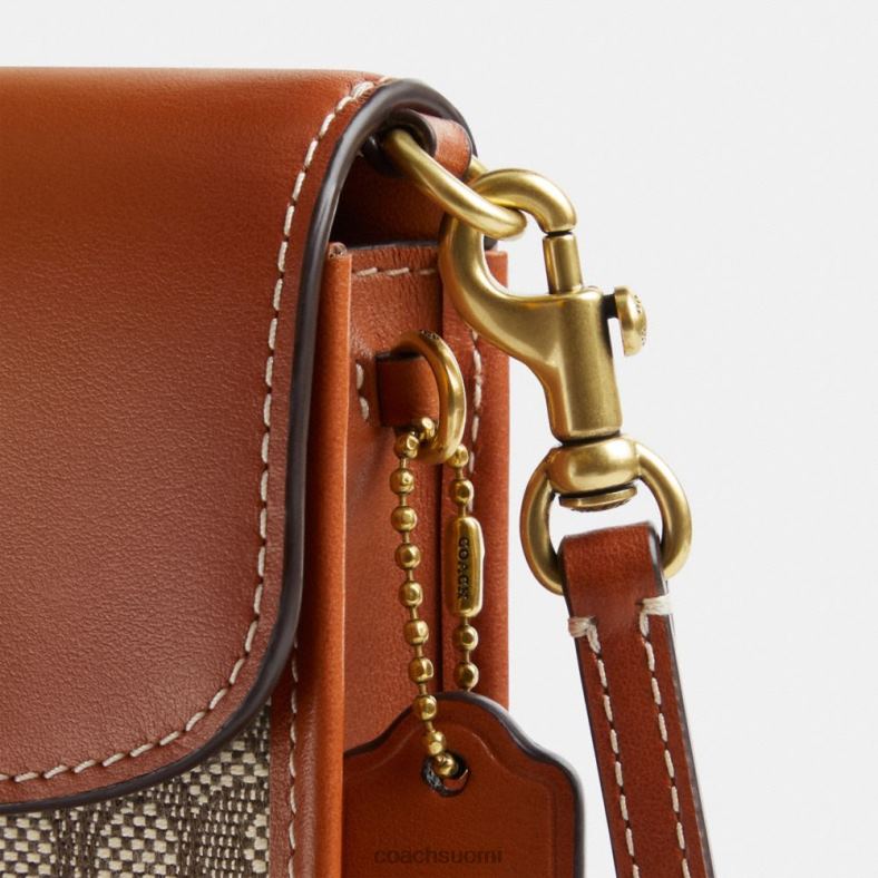 Coach naiset puhelimen crossbody mikrosignature jacquard b4/kaakaokiillotettu amb VF6B6386