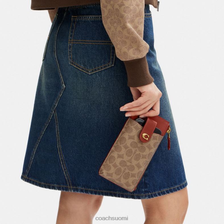 Coach naiset välttämätön puhelinlompakko allekirjoituskankaalla b4/ruskea ruoste VF6B6388