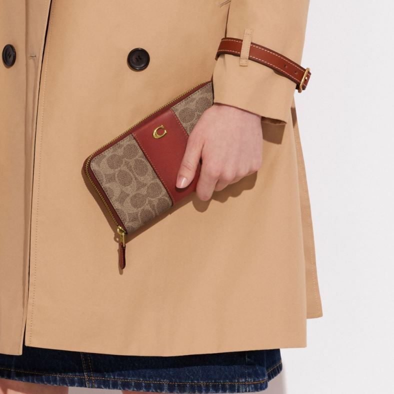 Coach naiset haitari vetoketjullinen lompakko colorblock signature canvas b4/ruskea ruoste VF6B6329