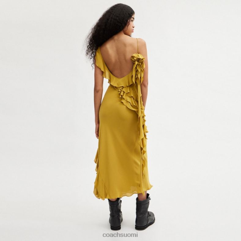 Coach naiset vino mekko, jossa röyhelöpääntie tummankeltainen VF6B6520