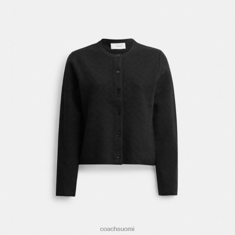 Coach naiset allekirjoitus neulottu rajattu neuletakki musta VF6B6452