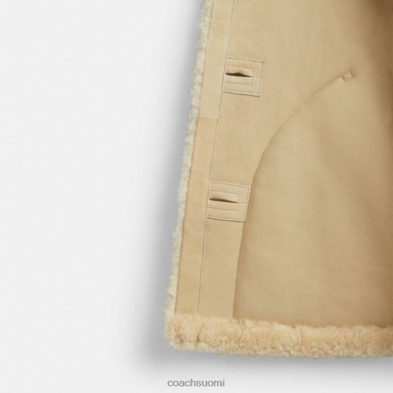 Coach naiset kauttaaltaan colorblock shearling takki norsunluun moni VF6B6442