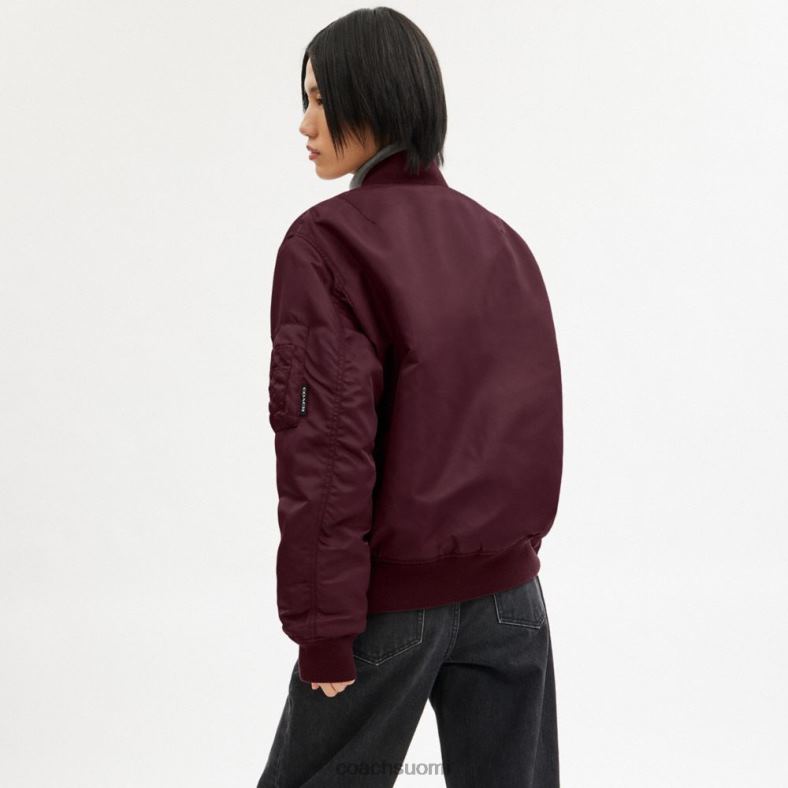 Coach naiset uudenvuoden ma-1 takki lohikäärmeellä viininpunainen VF6B6431