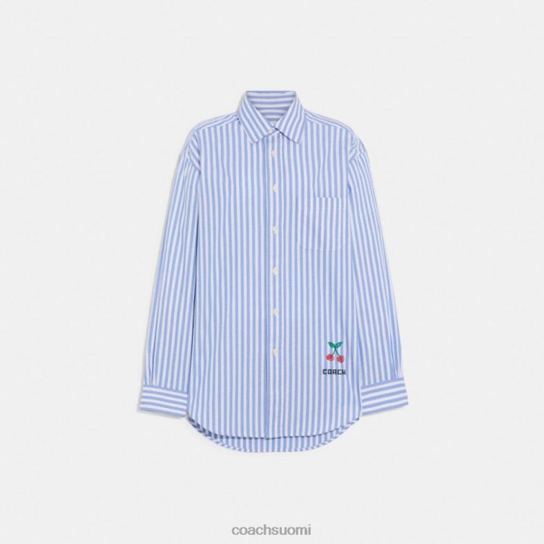 Coach naiset raidallinen napillinen paita sininen multi. VF6B6499